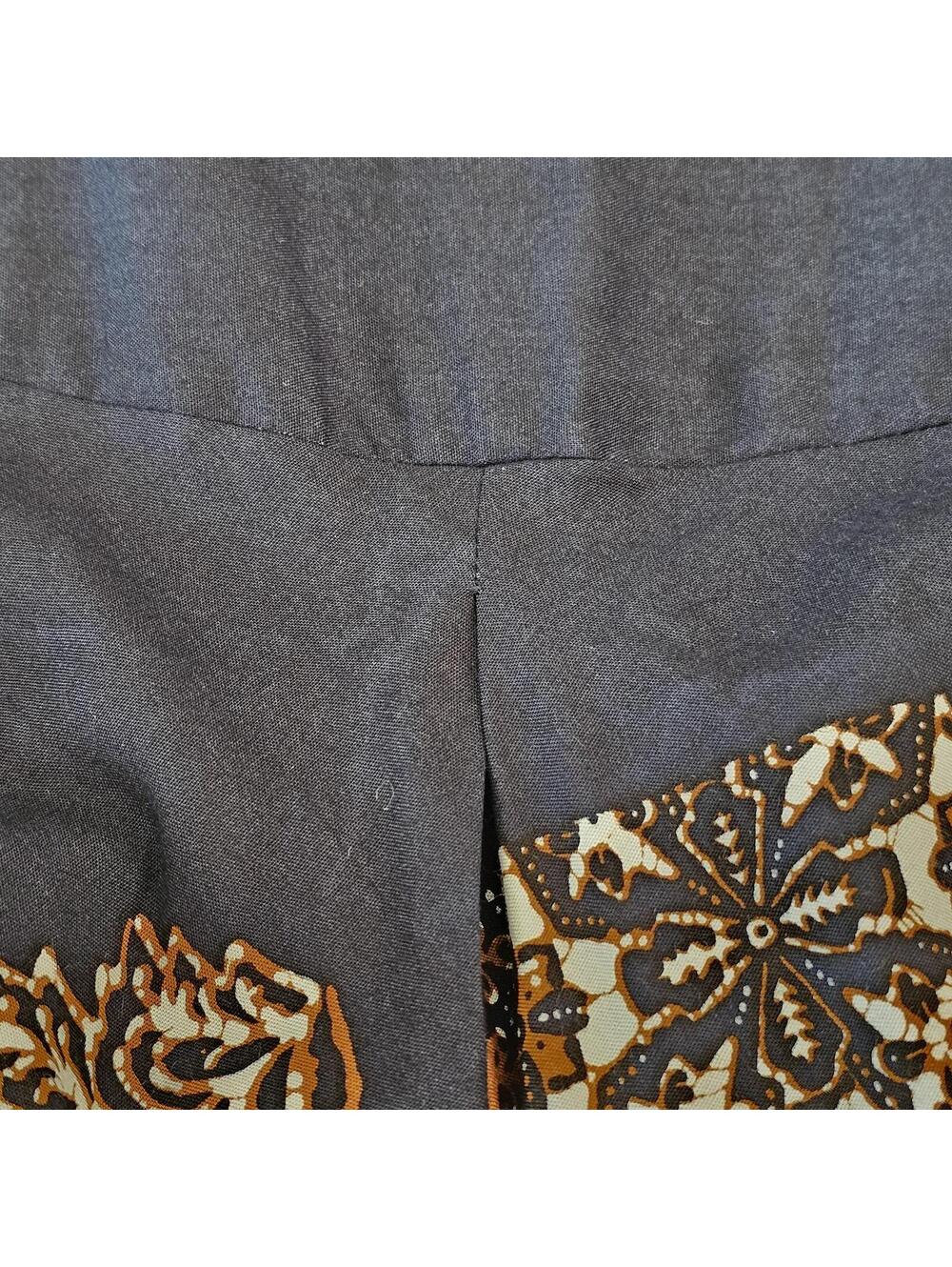 Vintage Indonesian Batik Sundress Wayang Print Cotton Midi Boho Festival Style - Picture 8 of 13